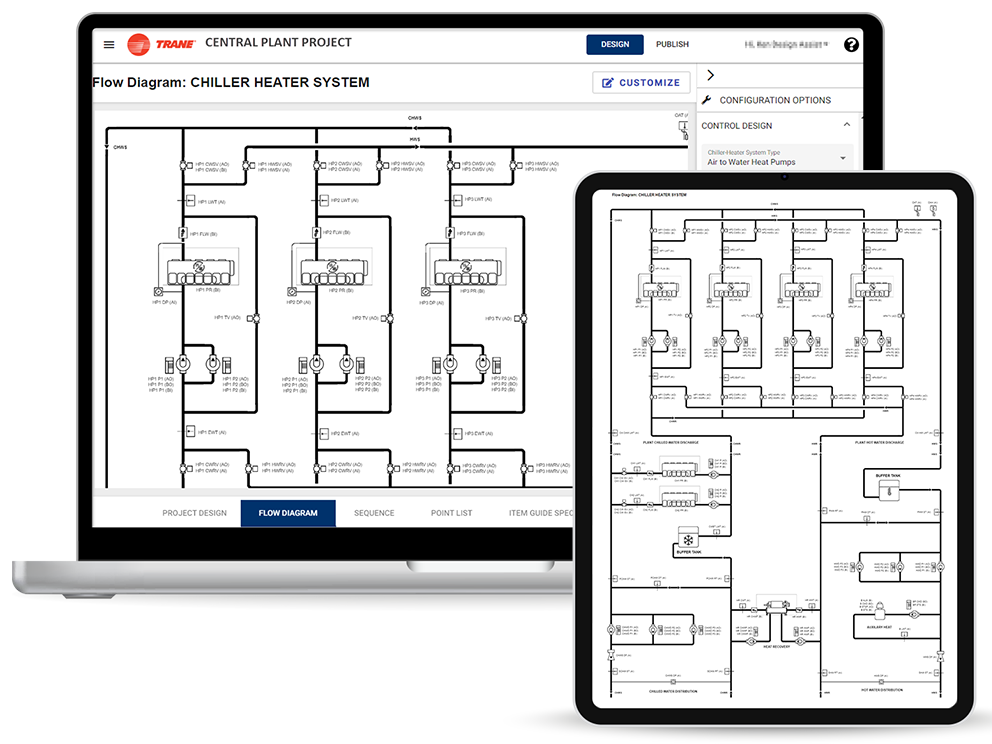 Trane Design Assist Flow Diagram for Chiller-Heater Systems